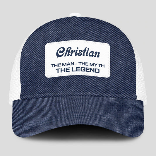 The Man The Myth The Legend Blue Denim Mesh Cap CHRISTIAN 13K1 C194PF
