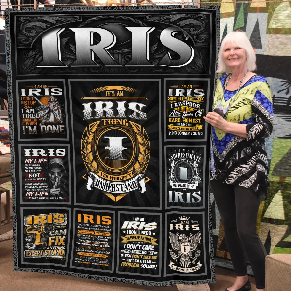 IRIS Personalized Blanket | Custom Name Cozy Throw Gift 13K2-BK2