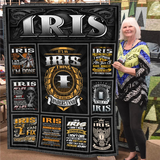 IRIS Personalized Blanket | Custom Name Cozy Throw Gift 13K2-BK2