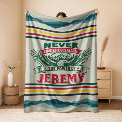 Never Underestimate Your Name Vintage Mountain Fleece Blanket JEREMY 13K1 BK44