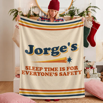 Your Name's Sleep Time Funny Retro Fleece Blanket JORGE 13K1 BK67