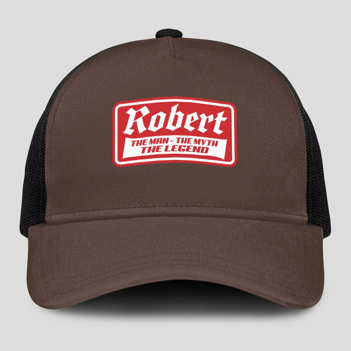 The Man The Myth The Legend Red Logo Brown Mesh Cap ROBERT 13K1 C203PF