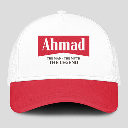 The Man The Myth The Legend Red And White Mesh Cap AHMAD 13K1 C197PF