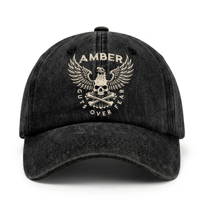 Your Name Guts Over Fear With Eagle And Skull Washed Cap AMBER 13K1 C75PF