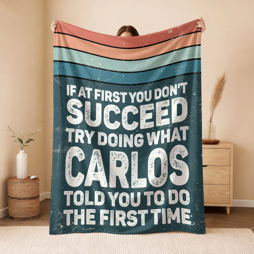 If At First You Don’t Succeed Retro Green Fleece Blanket CARLOS 13K1 BK29
