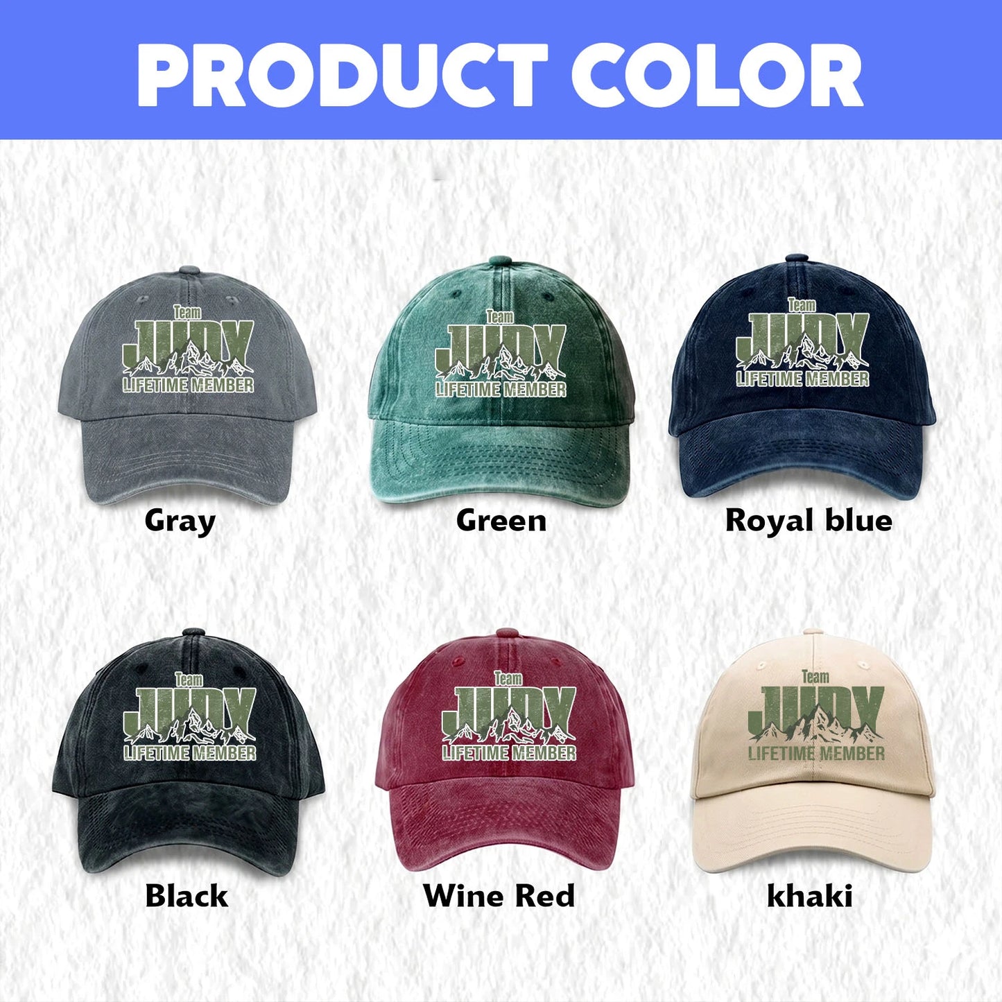 Team Your Name Lifetime Member Mountain Cap JUDY 13K1 C58PF