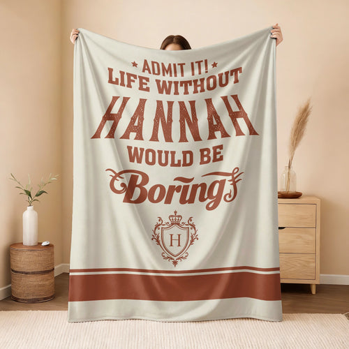 Life Without Your Name Would Be Boring Cream Terracotta Blanket HANNAH 13K1 BK24
