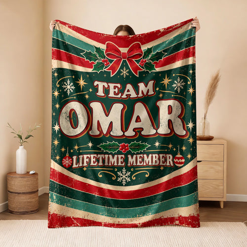 Team Your Name Lifetime Member Christmas Fleece Blanket OMAR 13K1 BK52