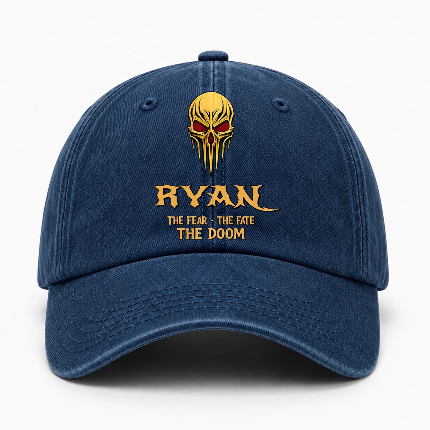 The Fear The Fate The Doom Skull Blue Washed Cap RYAN 13K1 C97PF