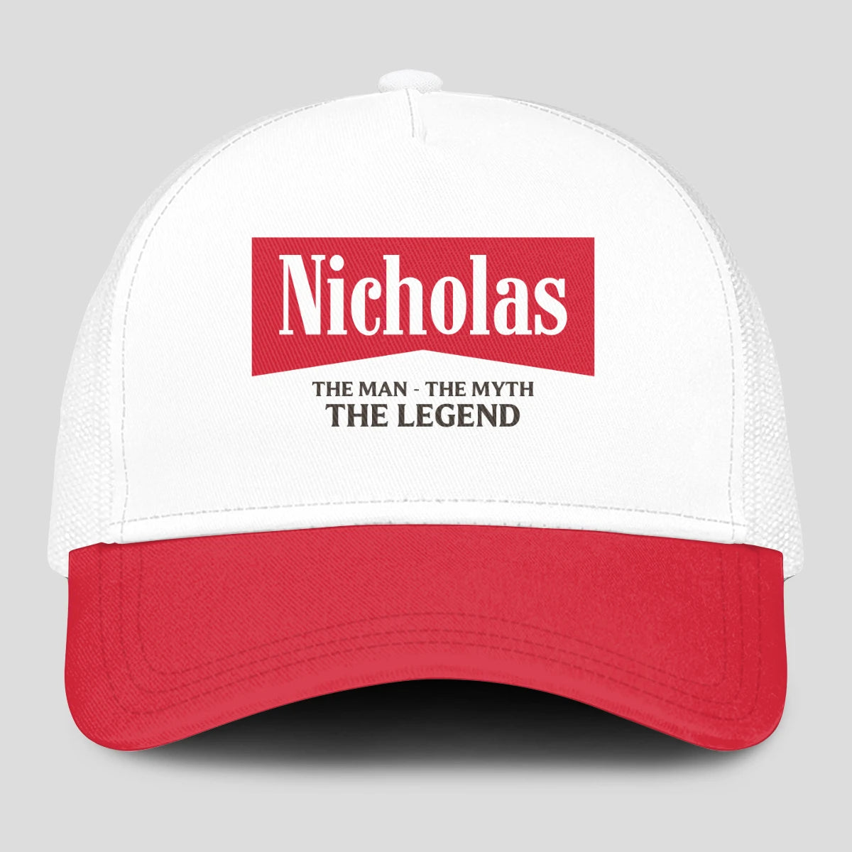 The Man The Myth The Legend Red And White Mesh Cap NICHOLAS 13K1 C197PF