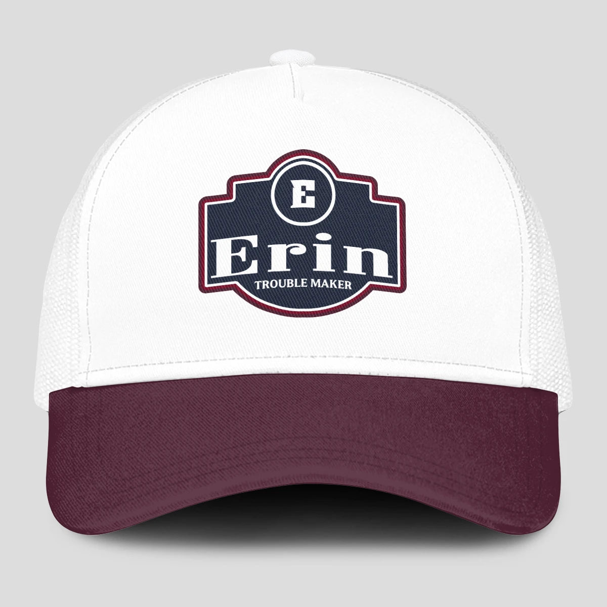 Trouble Maker Burgundy And White Funny Mesh Cap ERIN 13K1 C201PF