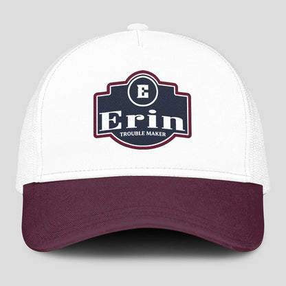 Trouble Maker Burgundy And White Funny Mesh Cap ERIN 13K1 C201PF