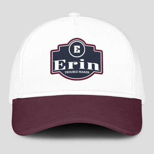 Trouble Maker Burgundy And White Funny Mesh Cap ERIN 13K1 C201PF