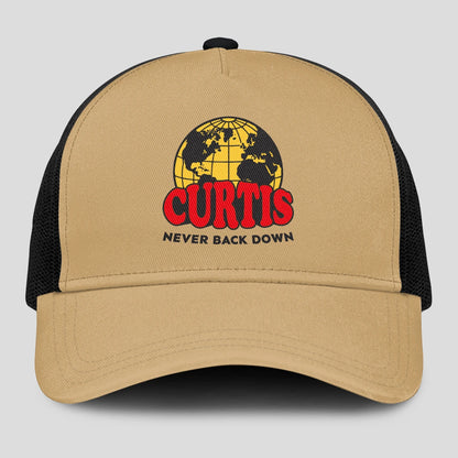 Never Back Down World Logo Khaki Mesh Cap CURTIS 13K1 C212PF