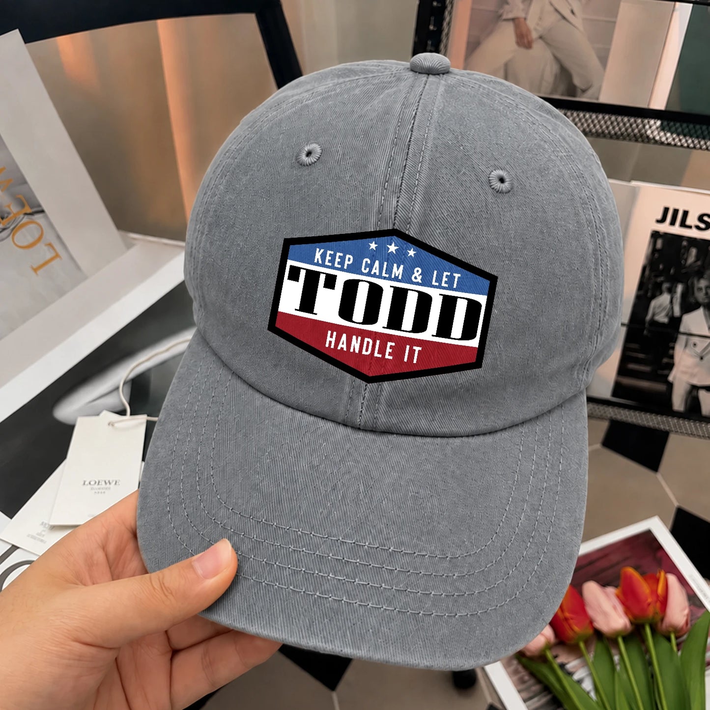Keep Calm & Let Your Name Handle It Washed Cap TODD 13K1 C87PF