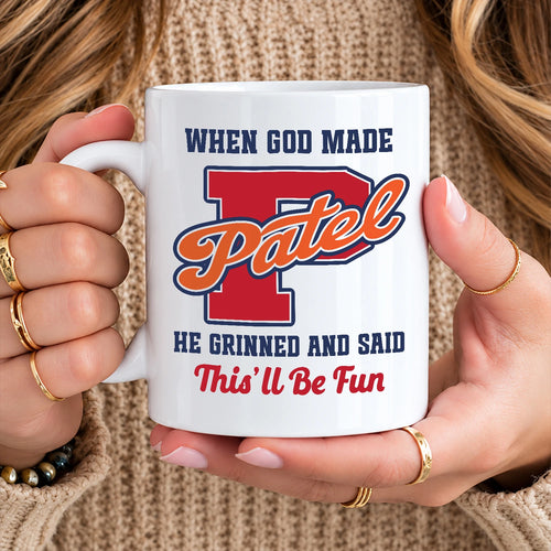 When God Made Your Name Personalized Baseball Mug PATEL 13K1 MG07