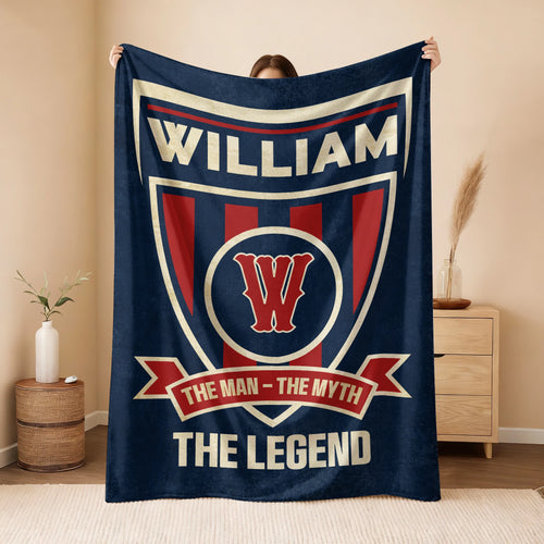 The Man The Myth The Legend Blue Burgundy Baseball Blanket WILLIAM 13K1 BK18