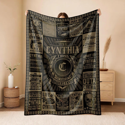 CYNTHIA Personalized Blanket | Custom Name Cozy Throw Gift 13K1-BK3