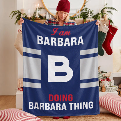 I'm Name Doing Name Things Navy Fleece Blanket BARBARA 13K1 BK51