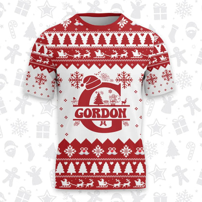 GORDON Personalized Christmas T-Shirt Pajama Set - Holiday Gift Outfit 13K1-CR2