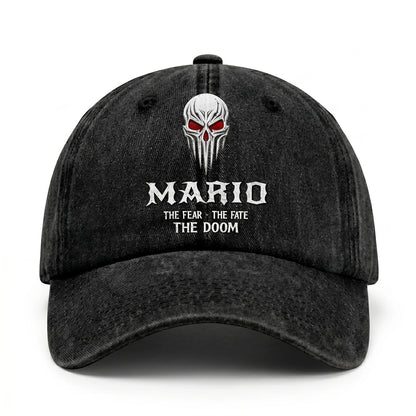 Your Name The Fear The Fate The Doom Skull Washed Cap MARIO 13K1 C98PF