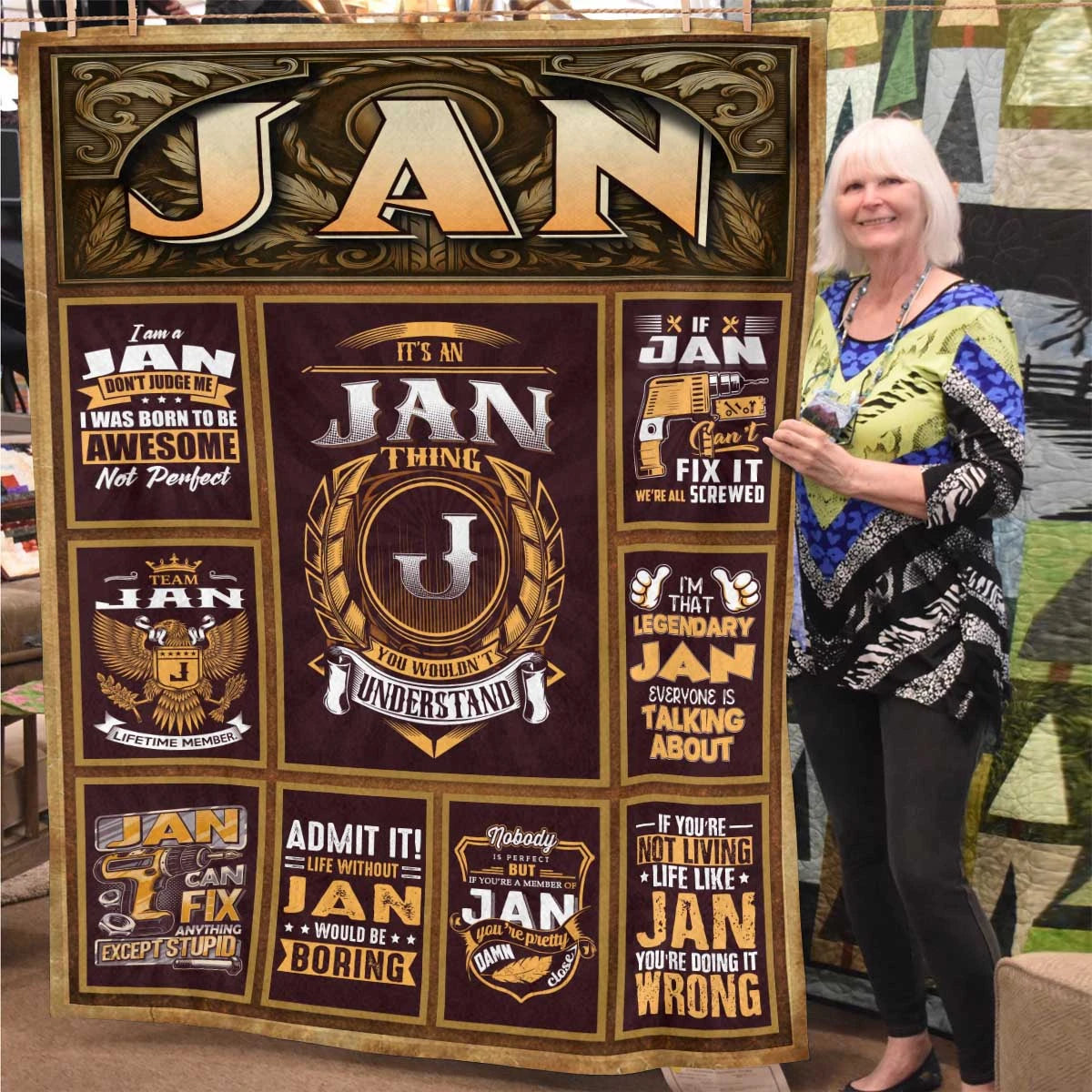 JAN Personalized Blanket | Custom Name Cozy Throw Gift 13K1-BK4