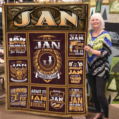JAN Personalized Blanket | Custom Name Cozy Throw Gift 13K1-BK4