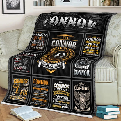 CONNOR Personalized Blanket | Custom Name Cozy Throw Gift 13K2-BK2