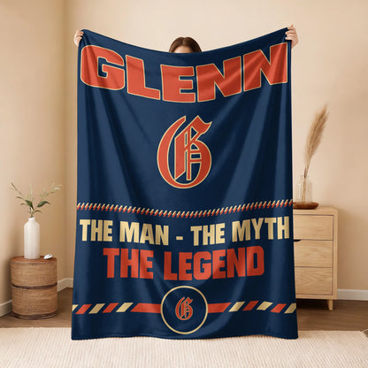 The Man The Myth The Legend Retro Fleece Blanket GLENN 13K1 BK53