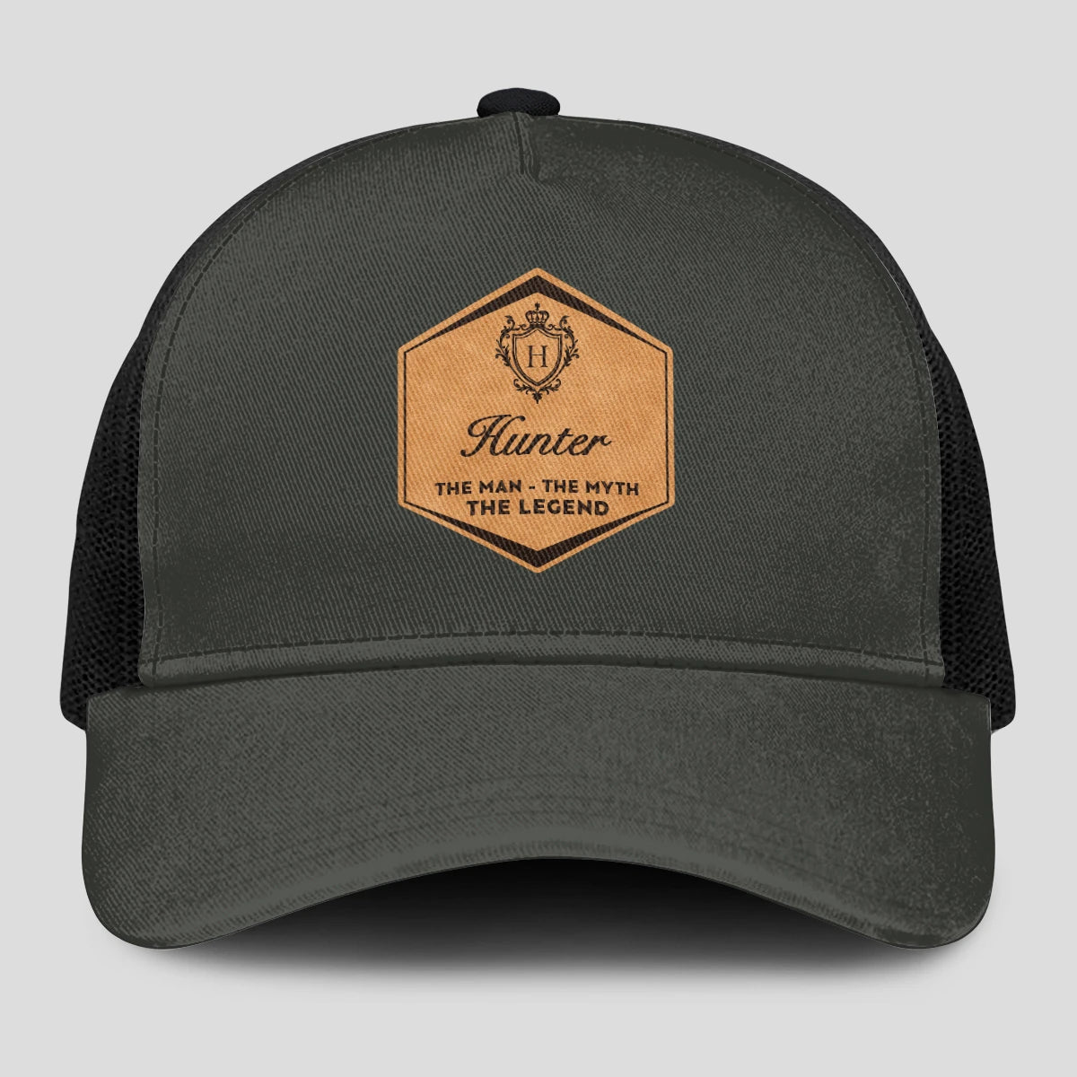 The Man The Myth The Legend Vintage Logo Gray And Black Cap HUNTER 13K1 C211PF