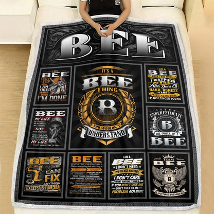 BEE Personalized Blanket | Custom Name Cozy Throw Gift 13K4-BK2