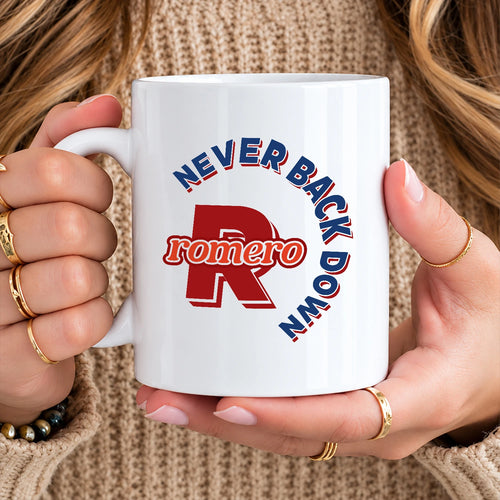 Never Back Down Log With Your Name Mug ROMERO 13K1 MG25
