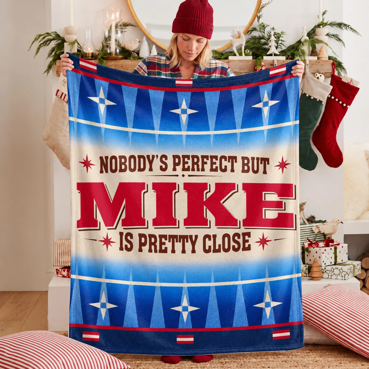 Nobody's Perfect But Your Name Is Close Native American Fleece Blanket MIKE 13K1 BK57