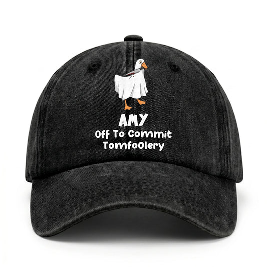 Off To Commit Tomfoolery Funny Goose Washed Cap AMY 13K1 C131PF