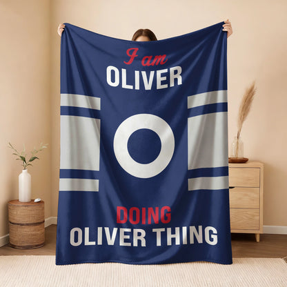 I'm Name Doing Name Things Navy Fleece Blanket OLIVER 13K1 BK51