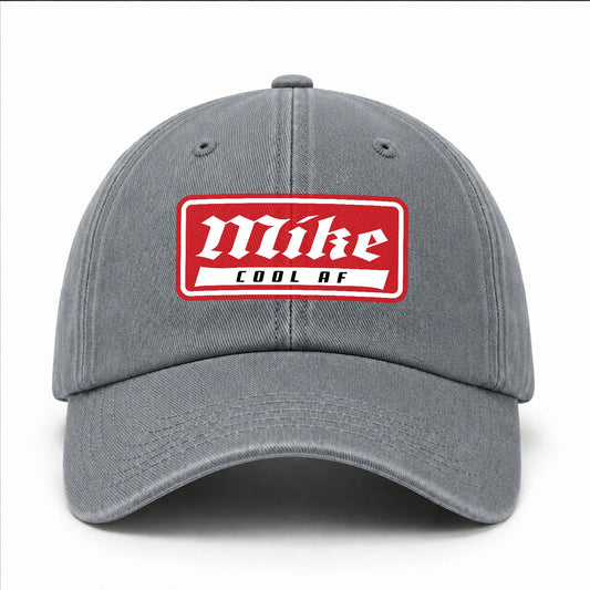 Your Name Cool Af Red Logo Funny Washed Cap MIKE 13K1 C79PF
