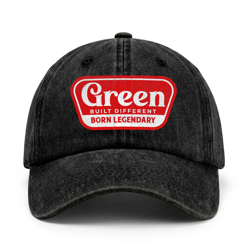 Built Different Born Legendary Red Logo Washed Cap GREEN 13K1 C63PF