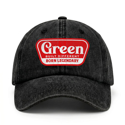 Built Different Born Legendary Red Logo Washed Cap GREEN 13K1 C63PF