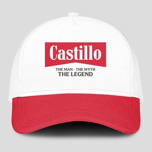 The Man The Myth The Legend Red And White Mesh Cap CASTILLO 13K1 C197PF
