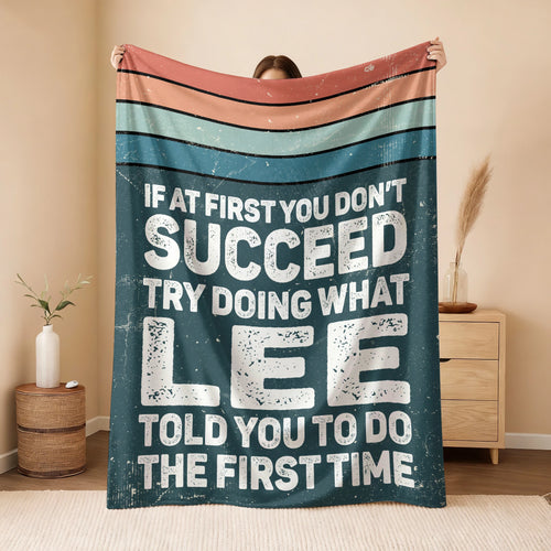 If At First You Don’t Succeed Retro Green Fleece Blanket LEE 13K1 BK29