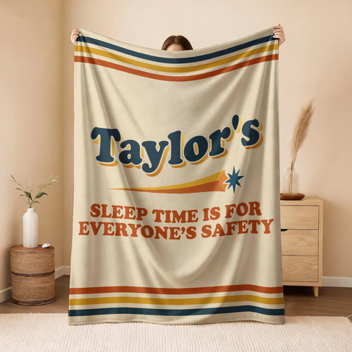 Your Name's Sleep Time Funny Retro Fleece Blanket TAYLOR 13K1 BK67