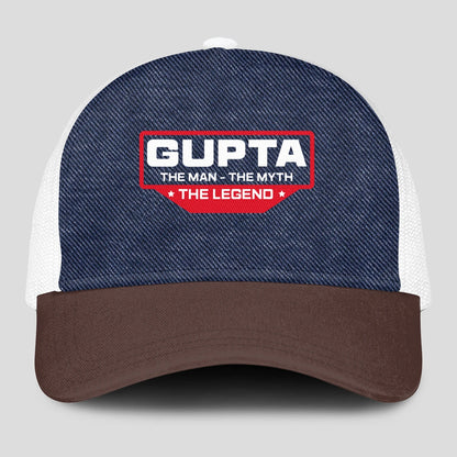The Man The Myth The Legend Navy Brown And White Mesh Cap GUPTA 13K1 C200PF