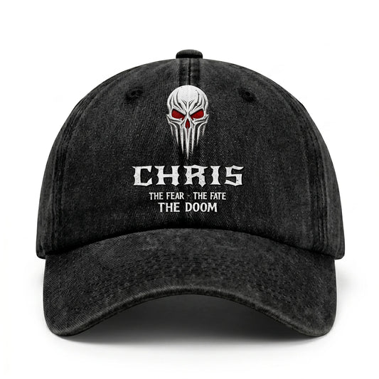 Your Name The Fear The Fate The Doom Skull Washed Cap CHRIS 13K1 C98PF