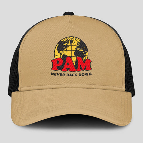 Never Back Down World Logo Khaki Mesh Cap PAM 13K1 C212PF