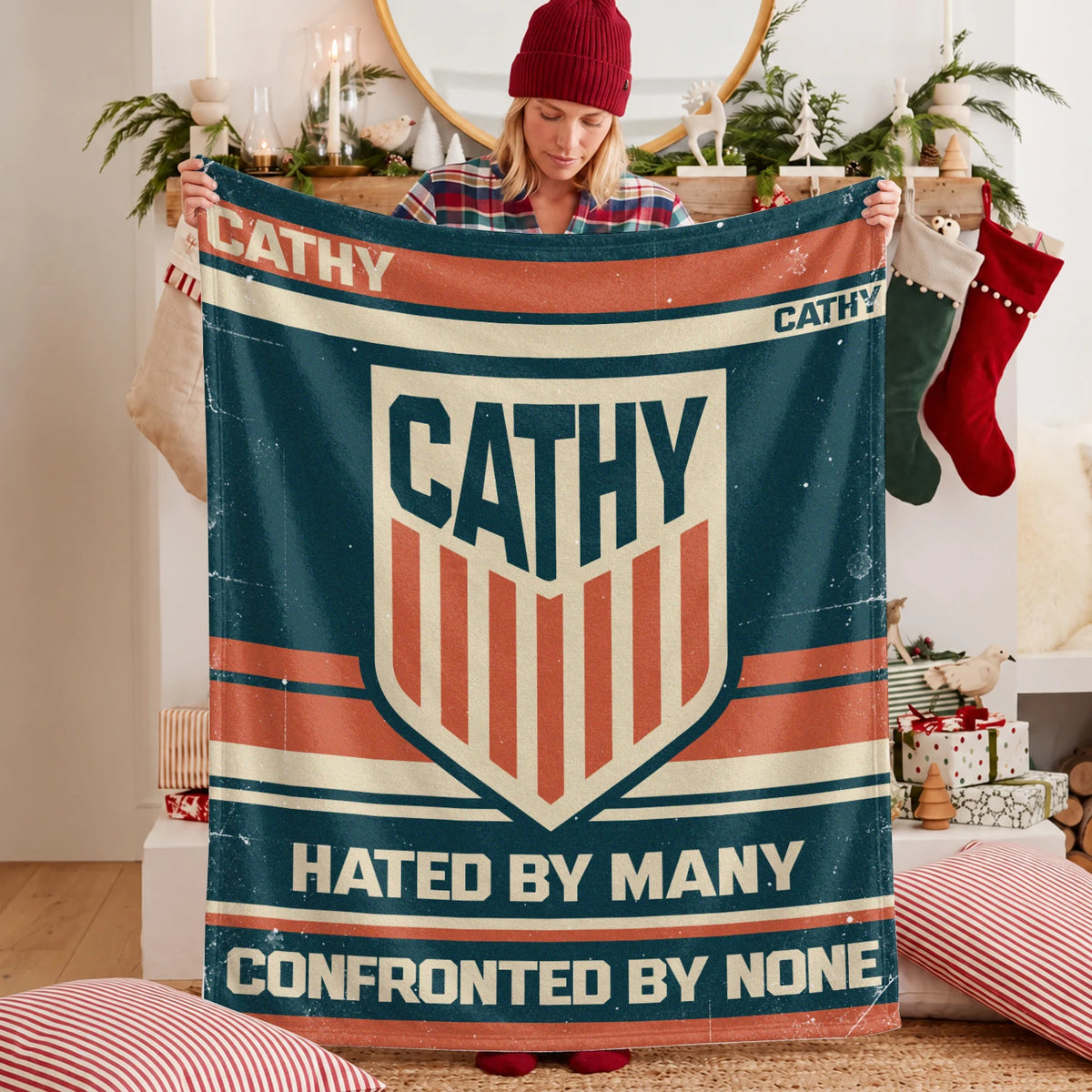 Hated By Many Confronted By None Retro Fleece Blanket CATHY 13K1 BK58
