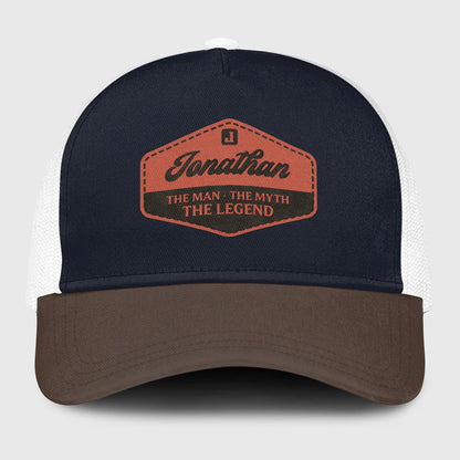 The Man The Myth The Legend Navy And Brown Mesh Cap JONATHAN 13K1 C188PF