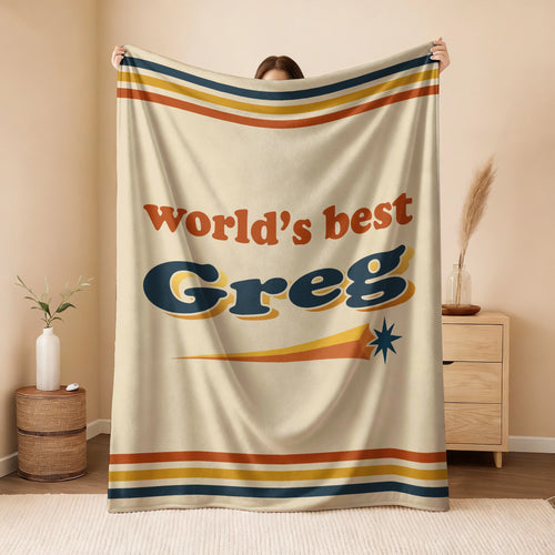 World's Best Your Name Retro Fleece Blanket GREG 13K1 BK64