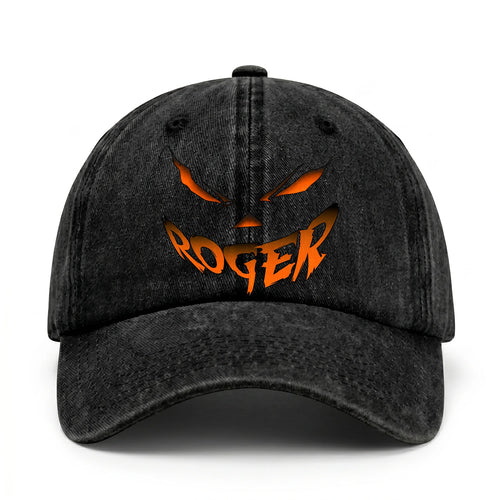 Stay Hungry Pumpkin Chasing Ghosts Funny Washed Cap ROGER 13K1 C101PF