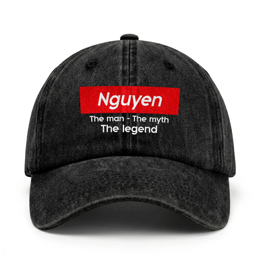 Your Name The Man The Myth The Legend Red Logo Washed Cap NGUYEN 13K1 C130PF