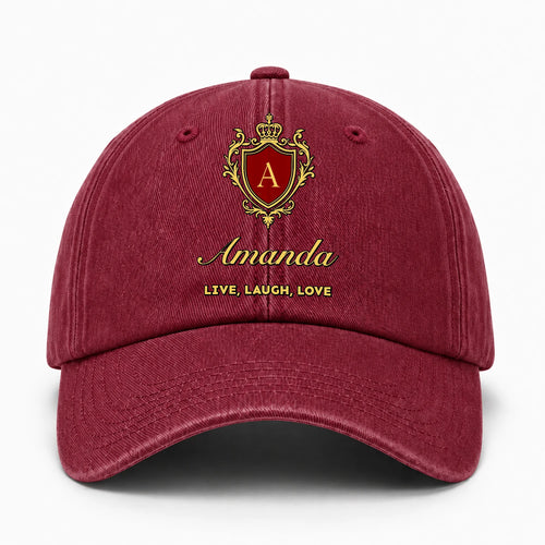 Live Laugh Love Luxury Burgundy Washed Cap AMANDA 13K1 C119PF